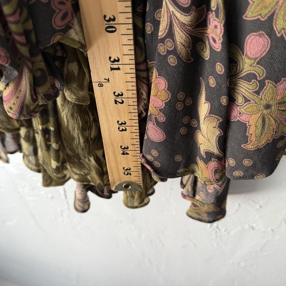 Reversible Boho Skirt‎ Womens XL Brown Green Pink Paisley Asymmetrical Hem - Picture 4 of 7